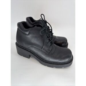 Crossroads‎ Black Leather Oxford Clogs Comfort Shoes Yalta 6.5